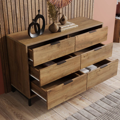 Rootz 6 Drawer Chest - Storage Cabinet - Dresser - Spacious Storage - 120x40x76 cm