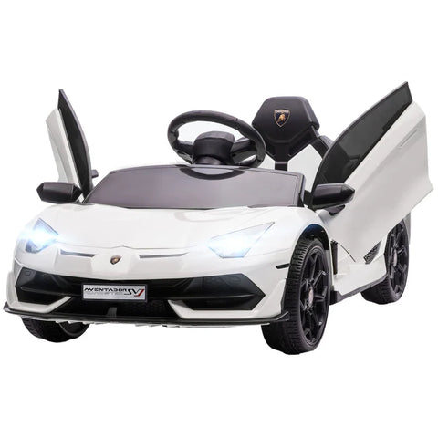 Rootz Electric Children's Car - Kids Car - Licensed Lamborghini Aventador - Gullwing Doors - Music - Horn - for 3-5 Years - White - 107.5cm x 63cm x 42cm