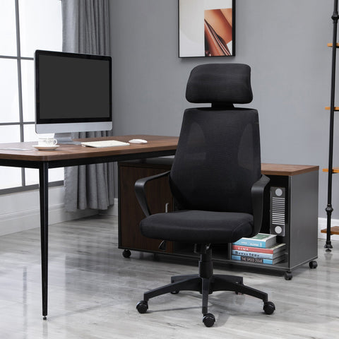 Rootz Office Chair - Desk Chair - Ergonomic Chair - Lumbar Support - Height Adjustable - Black - 64cm x 55cm x 116-126cm