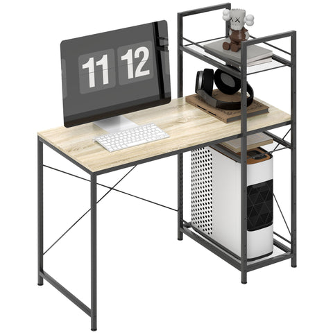 Rootz Computer Table with Reversible Shelves - Office Desk - Computer Desk - Modular Storage - 110x53x115.5cm Brown & Black