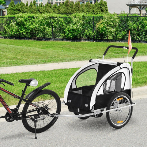 Rootz Children's Bicycle Trailer - Kids Bike Trailer - Child Transporter - Safety Belts - Full Suspension - Weather Protection - 142cm x 85cm x 105cm