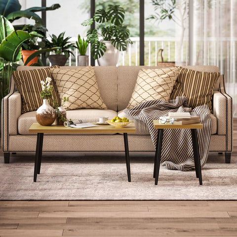 Rootz 2-Set Coffee Table - Side Table - Flexibility Table - Modern Design - 90x50x45cm (Large), 40x40x50cm (Small)