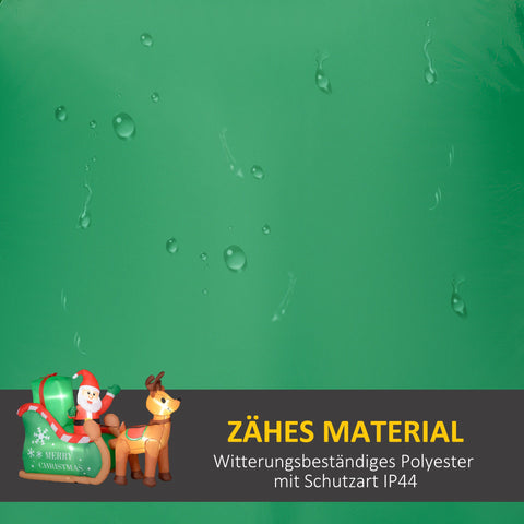 Rootz Inflatable Santa Claus & Reindeer - Festive Holiday Decor - LED Lighted Décor - 210 x 80 x 140 cm - Weather-Resistant, Sparkling Magic