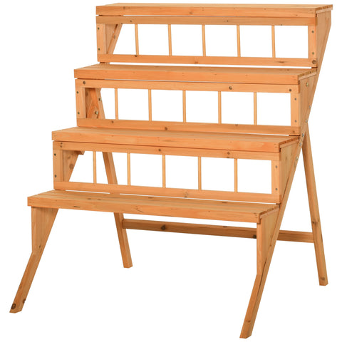 Rootz 4 Level Wood Flower Stand - Plant Shelf - Wooden Plant Ladder - Versatile Indoor/Outdoor Use - 90cm x 84cm x 106cm