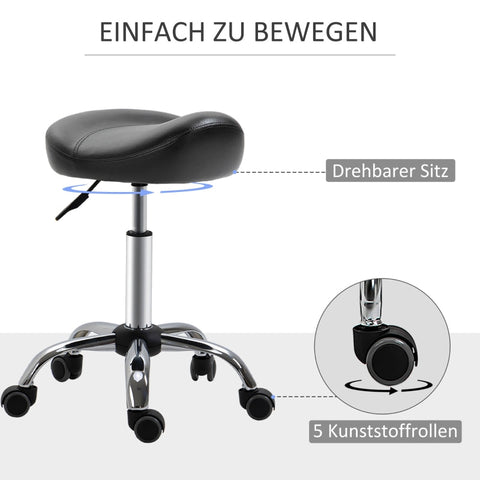 Rootz Salon Stool - Office Stool - Faux Leather Stool - Height Adjustable - Ergonomic Design - 48cm x 48cm x 54-69cm