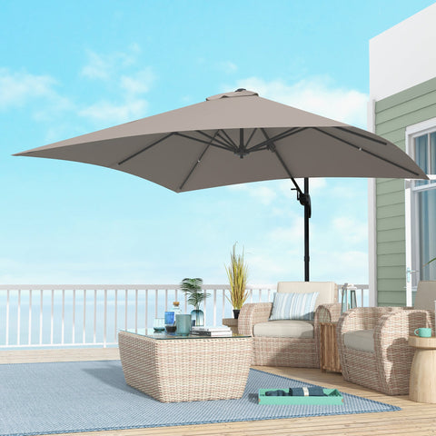 Rootz Cantilever Sunshader - Outdoor Parasols - Rotatable 360° Sun Shade - Durable Aluminum - 2.95l x 2.95b x 2.66h m Brown