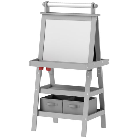 Rootz Children's 3-in-1 Easel - Kid's Art Station - Magnetic White & Chalk Board - Boost Creativity - 59cm x 48cm x 118cm