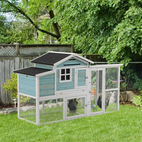 Rootz Chicken Coop - Winterproof Poultry House - Easy to Clean Hen House - Spacious and Secure - 193cm x 78cm x 115cm - Fir Wood Construction