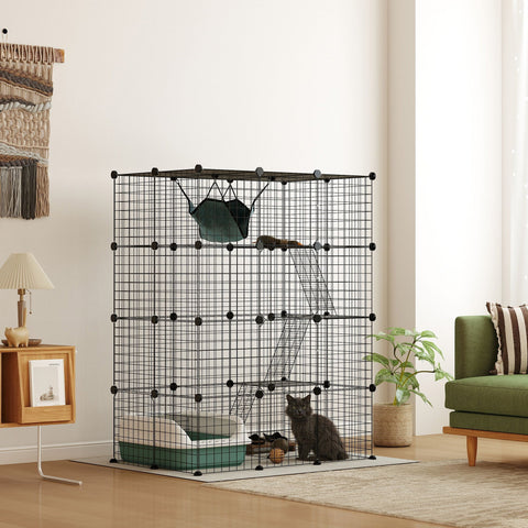 Rootz Katzkage Cat Cage - Indoor Cat Enclosure - DIY Cat Playhouse - Spacious Design - 105cm x 70cm x 140cm