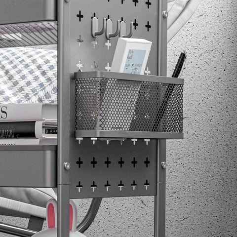 Rootz Multi-purpose Trolley - Kitchen Trolley - 3 Shelves - 4 Wheels - Gray - 53.5 cm x 30.5 cm x 75 cm