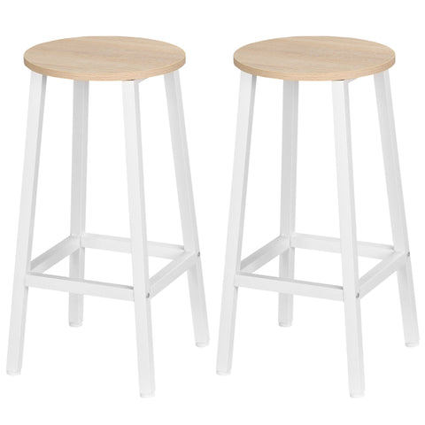 Rootz 2 Piece Set Modern Bar Stools - Comfortable Seating - Footrest - Space-Saving Design - Steel Frame - 32.5cm x 32.5cm x 65cm