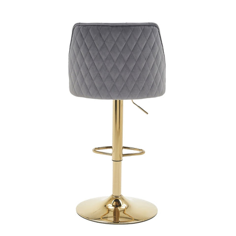 Rootz 2 Piece Set Bar Stool - Adjustable Stools - Modern Swivel Chairs - Soft Velvet Fabric - 48cm x 54cm x 92-113cm