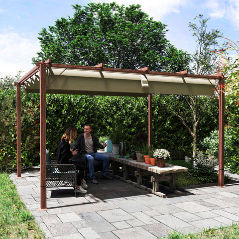 Rootz 3x4m Garden Pergola - Adjustable Terrace Roof - Outdoor Pavilion - UPF30+ Sun Protection - 382x300x232cm