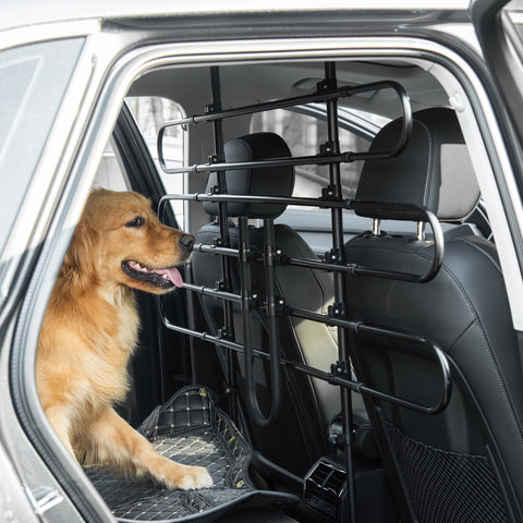 Rootz Car Divider Safety Barrier - Pet Barrier - Adjustable Dog Gate - Universal Fit - Steel Construction - 87-135cm x 85-120cm