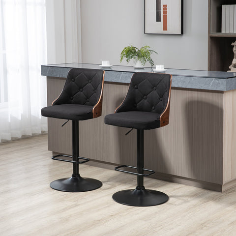 Rootz Set of 2 Adjustable Bar Stools - Swivel Chairs - Counter Stools - Comfort Seating - 48L x 53W x 92.5-113H cm