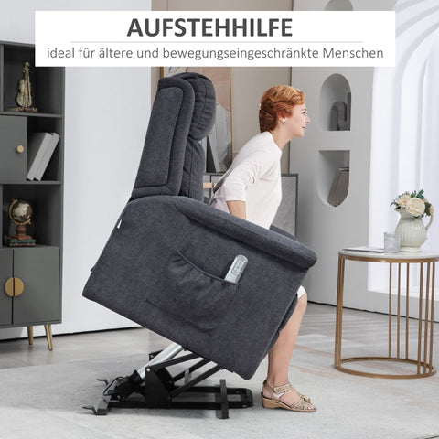 Rootz Relaxation Chair - Stand-Up Chair for Seniors - Recliner with Remote Control - Effortless Standing Aid - Adjustable Backrest - Practical Side Pockets - 92cm x 87cm x 108cm (Upright) - 92cm x 178cm x 56cm (Lying Down) - 92cm x 96cm x 143cm (Raised)