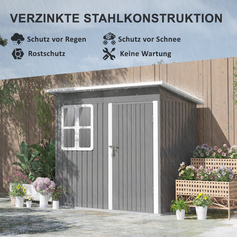 Rootz Garden Shed - Garden House - Outdoor Storage - Lockable Steel Structure - 221cm x 133cm x 190cm