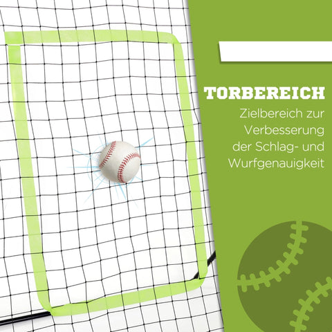 Rootz Baseball Rebounder Net - Soccer Rebound Net - Metal Frame - Weatherproof - Green Hit Zone - Lightweight - 123cm x 90cm x 174cm