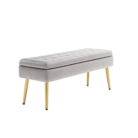 Rootz Modern Minimalist Storage Bench - Velvet Ottoman - Padded Seat - Ample Storage - 111L x 35W x 44.5H cm