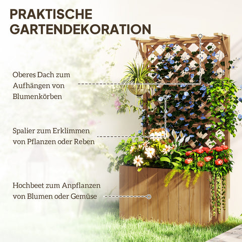 Rootz Hochbet Garden Trellis - Raised Bed - Plant Box - Weatherproof Wood - 64cm x 33cm x 122cm