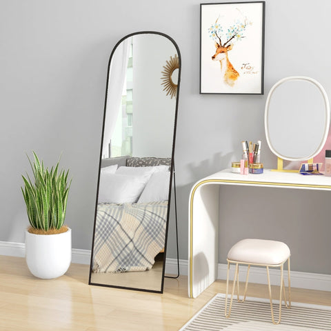 Rootz Full Length Standing Mirror - Large Mirror - Modern Design - Complete Reflection - HD and Shatterproof - Rust and Water Resistant - 50cm x 1.5cm x 161.5cm - Black