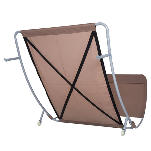 Rootz Double Sun Lounger with Roof - Outdoor Recliner - Rollable Steel Bed - UV Protection - 200cm x 170cm x 130cm