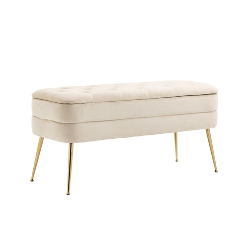 Rootz Pouf Bench - Ottoman - Velvet Storage Bench - Modern Design - 104cm x 40cm x 51cm