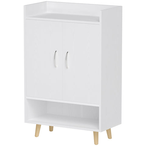 Rootz Shoe Cabinet - Shoe Rack - Shoe Chest - Modern Design, Space-Saving - 60cm x 30cm x 92cm - White
