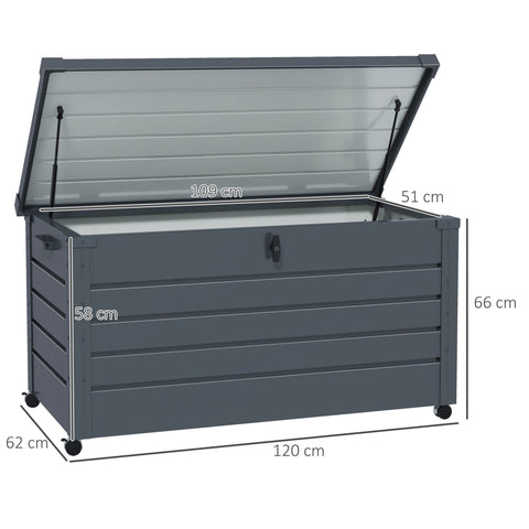 Rootz Outer Bearing Box - Storage Chest - Deck Box - Weatherproof & Lockable - Galvanized Steel - 120x62x66 cm