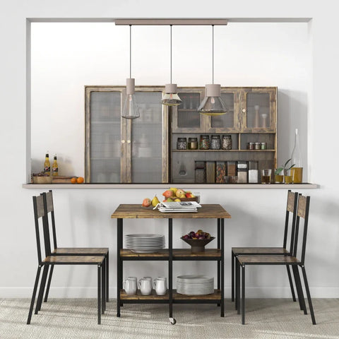 Rootz Dining Table - Folding Dining Table - Industrial Design - Steel - Chipboard - Brown + Black - 140 cm x 80 cm x 75 cm