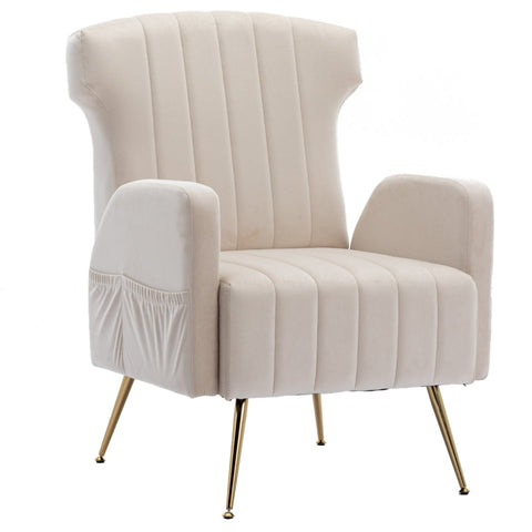 Rootz Elegant Velvet Armchair - Accent Chair - Gold Legs - Superior Comfort - 69cm x 72cm x 90cm - Timeless Design