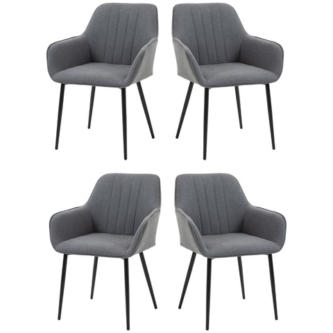 Rootz Set of 4 Upholstered Chairs - Dining Chairs - Scandinavian Style - Ergonomic Comfort - 59.5cm x 56.5cm x 81cm