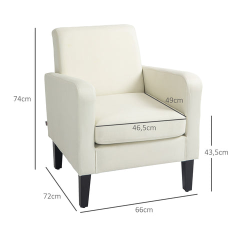 Rootz Single Armchair - Relaxation Armchair - Upholstered Armchair - Wooden Feet - Linen Look Fabric - 66 x 72 x 74 cm - Ergonomic Comfort
