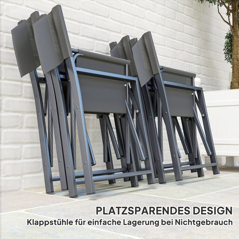 Rootz 5-Part Dining Set - Outdoor Patio Set - Folding Chair Set - Durable Steel Frame - 150cm Table & 58cm x 55cm x 89cm Chairs