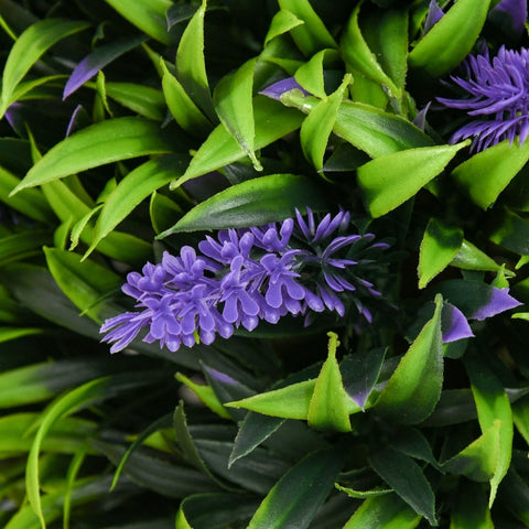 Rootz Set of 2 Artificial Lavender Trees - Indoor Outdoor Decor - Plastic Flowers - Cement Pots - No Maintenance - Ø15cm x 70cm