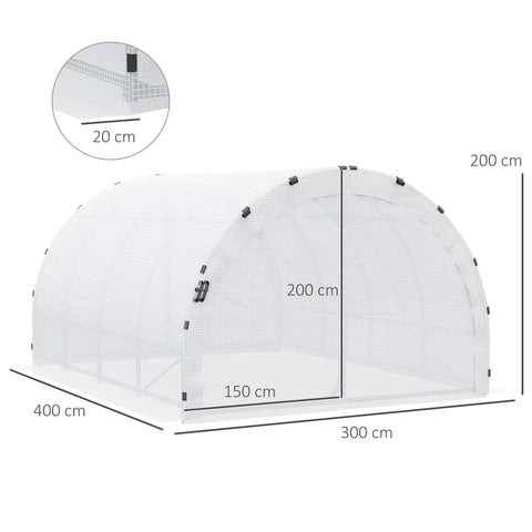 Rootz Greenhouse Tunnel - Garden Shelter - Plant Protector - Reinforced Steel Frame - 4L x 3B x 2H m - Protects from UV & Weather
