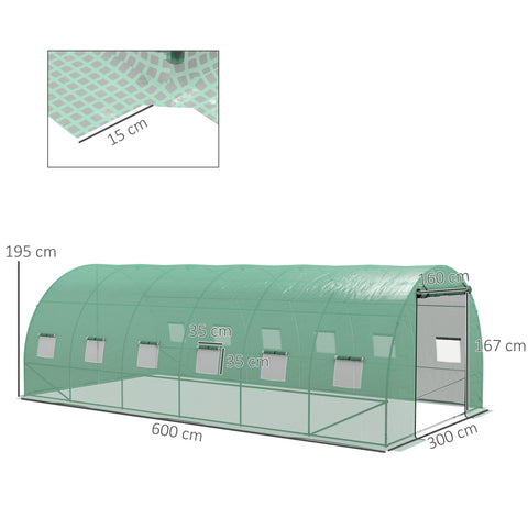 Rootz Garden Film Tunnel Greenhouse - Outdoor Greenhouse - Cultivation Shelter - 18m² & Irrigation System - 600cm x 300cm x 195cm