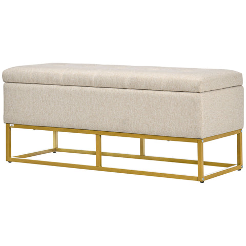 Rootz Bench with Storage - Upholstered Bench - 2-in-1 Furniture - Padded Seat Comfort - 110 x 44 x 48 cm