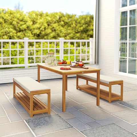Rootz 3 Piece Garden Furniture Set - Outdoor Seating Set - Patio Dining - Brown - Comfortable Cushions - 150cm x 85cm x 75cm