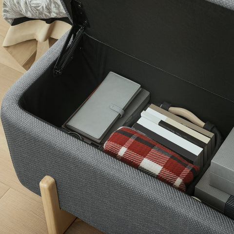 Rootz Grey Storage Stool - Bench with Storage - Seat Chest - Comfortable Padding - 111 x 44 x 44.5 cm