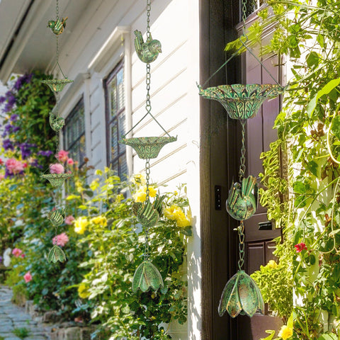 Rootz 3er Set Rain Chain - Drain Chain - Rainflow Chain - Corrosion-Resistant - 123cm x Ø12cm for Easy Garden Decoration