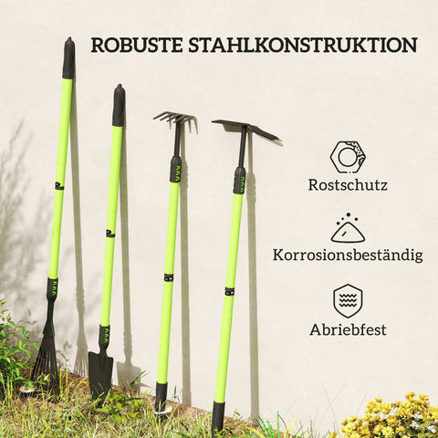Rootz 4 Piece Garden Tool Set - Gardening Kit - Outdoor Tools - Rust Resistant - Shovel: 68.5-94.5cm x 8.5cm x 5.5cm