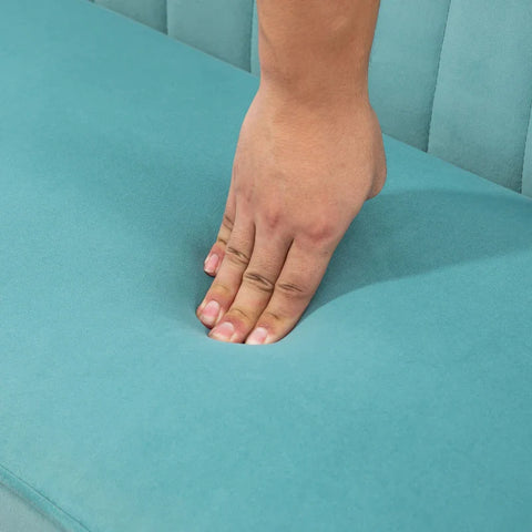 Rootz Sofa - Retro Design - 2 Seater Sofa - Wooden Legs - Wood - Fabric - Velvety Polyester - Green - 117cm x 56.5cm x 77cm