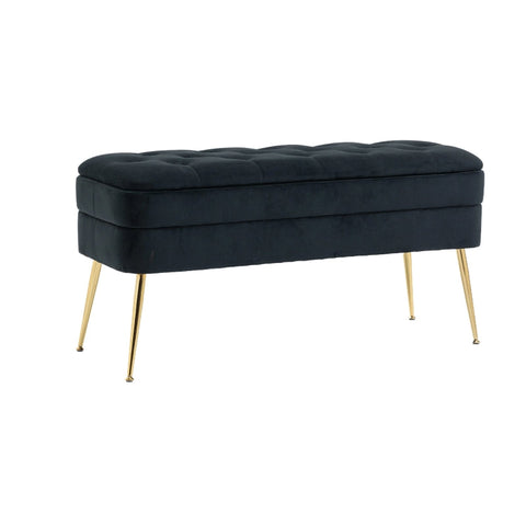Rootz Velvet Pouf Bench - Ottoman - Storage Bench - Adds Comfort & Style - 104cm x 40cm x 51cm
