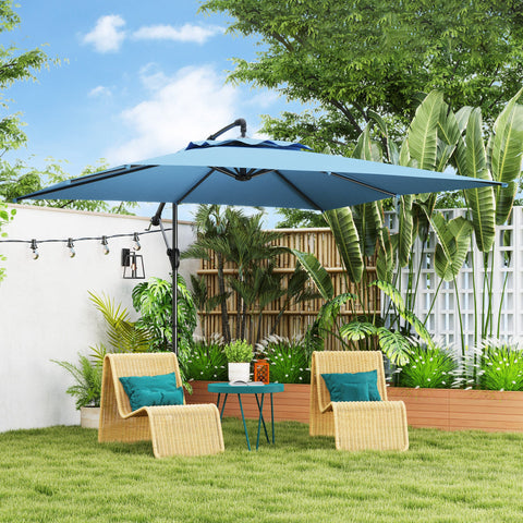 Rootz 3 x 3 m Offset Parasol - Patio Umbrella - Outdoor Sunshade - UV Resistant - 300cm x 325cm x 230cm