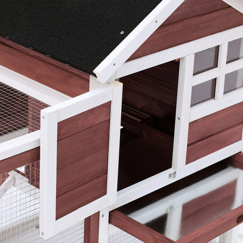 Rootz Rabbit Hutch Multi-Equipped - Animal Shelter - Bunny Cage - Waterproof Roof - 122cm x 63cm x 92cm