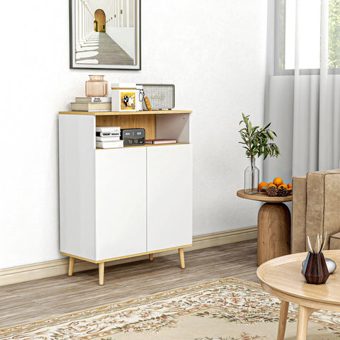 Rootz Scandinavian Storage Unit - Sideboard - 2-Door Cabinet - Space-Saving - 80W x 38D x 102H cm