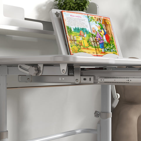 Rootz Children's Desk with Chair - Adjustable Height - Study Desk - Diverse Storage - Ideal for Learning - 80cm x 54.5cm x 82-104cm