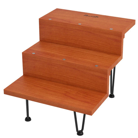 Rootz Pet Stairs - Dog Stairs - 3 Steps - Pine Wood - Non-slip Foot Pads - Brown + Black - 46cm x 54cm x 42.5cm