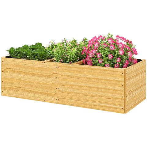 Rootz Wooden Raised Bed - Plant Bed - Garden Planter - Promotes Healthy Root Growth - 3 Planting Zones - 140 x 60 x 40 cm